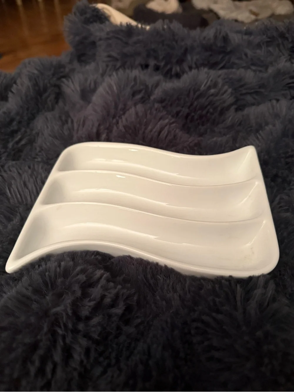 Crate&Barrel White Wavy Appetizer Dish